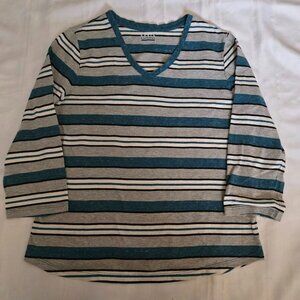 Men's Size Medium Blue/Gray/White & Black Long Sleeve V-Neck